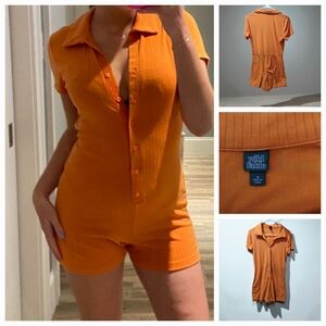 Wild Fable Vibrant Orange Collared Romper